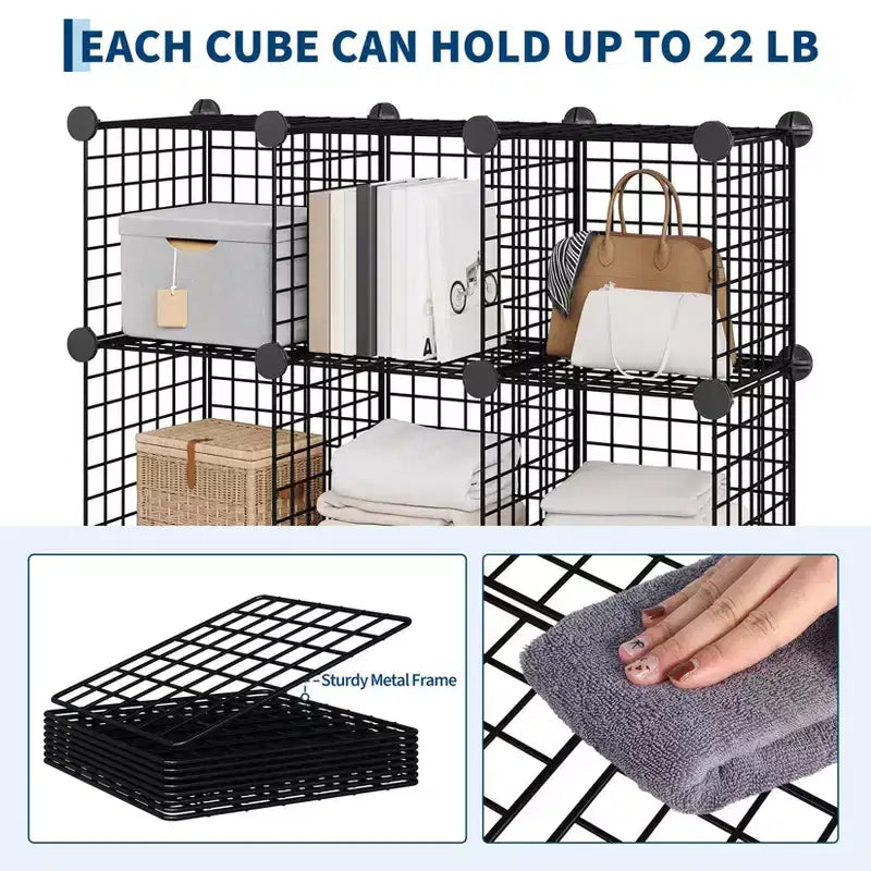 12-Cube Storage Organizer 37 x 13 x 38  Modular Wire Shelving Unit for Closet, Bedroom, Office (1-Pack)