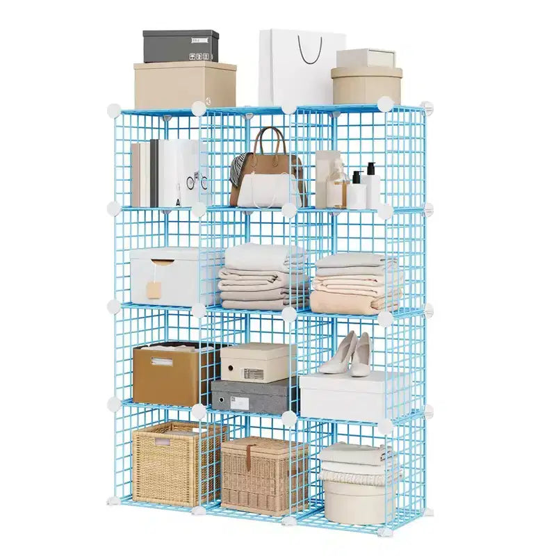 12-Cube Storage Organizer 37 x 13 x 38  Modular Wire Shelving Unit for Closet, Bedroom, Office (1-Pack)