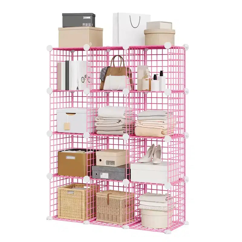 12-Cube Storage Organizer 37 x 13 x 38  Modular Wire Shelving Unit for Closet, Bedroom, Office (1-Pack)