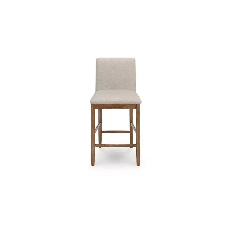 Signature Design by Ashley Isanti Upholstered Counter Height Barstools, Set of 2, Light Brown Solid Wood with Fabric Seat