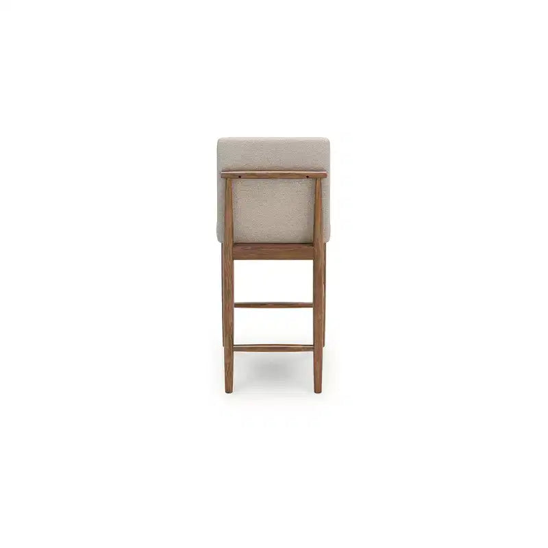 Signature Design by Ashley Isanti Upholstered Counter Height Barstools, Set of 2, Light Brown Solid Wood with Fabric Seat