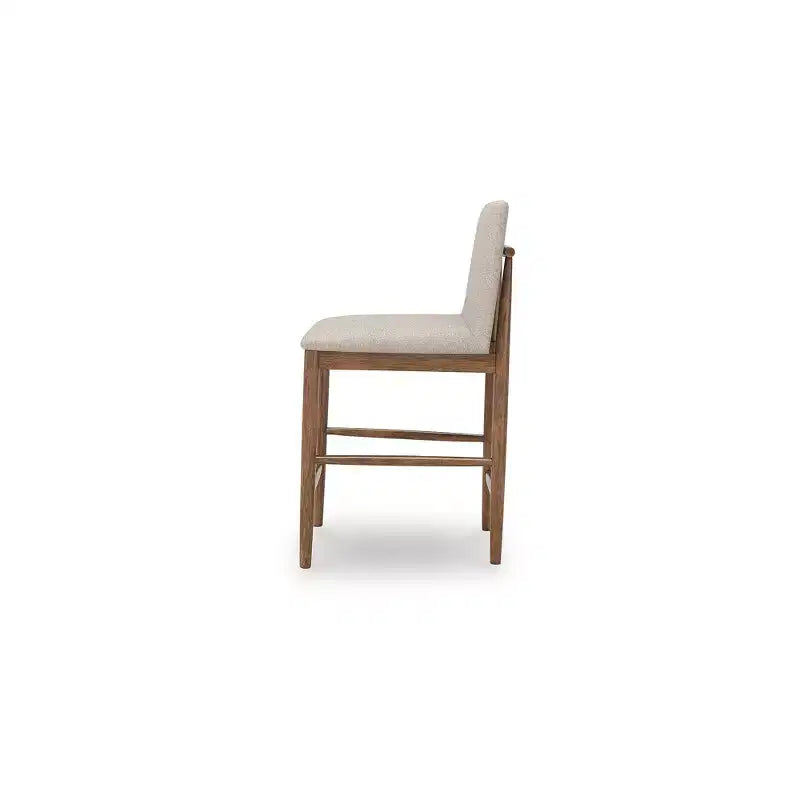 Signature Design by Ashley Isanti Upholstered Counter Height Barstools, Set of 2, Light Brown Solid Wood with Fabric Seat
