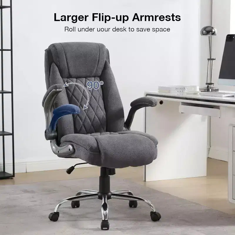 BALHAM TRADE-Fabric Office Chair 400lbs High Back Executive Computer Desk Chair with Flip Up Armrest