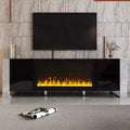 Modern Tv Stand, 2 Large Cabinets, Shelves Fireplace Tv Stand with 34.2 Electric Fireplace, Minimalist Entertainment Center TV Console