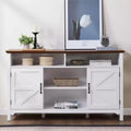 58 Farmhouse Sideboard Cabinet with Barn Doors, Adjustable Shelves - Antique White