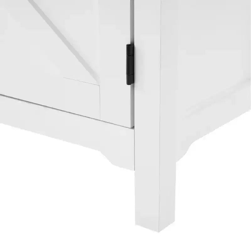58 Farmhouse Sideboard Cabinet with Barn Doors, Adjustable Shelves - Antique White