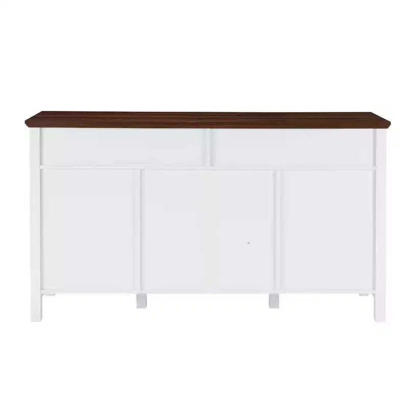 58 Farmhouse Sideboard Cabinet with Barn Doors, Adjustable Shelves - Antique White