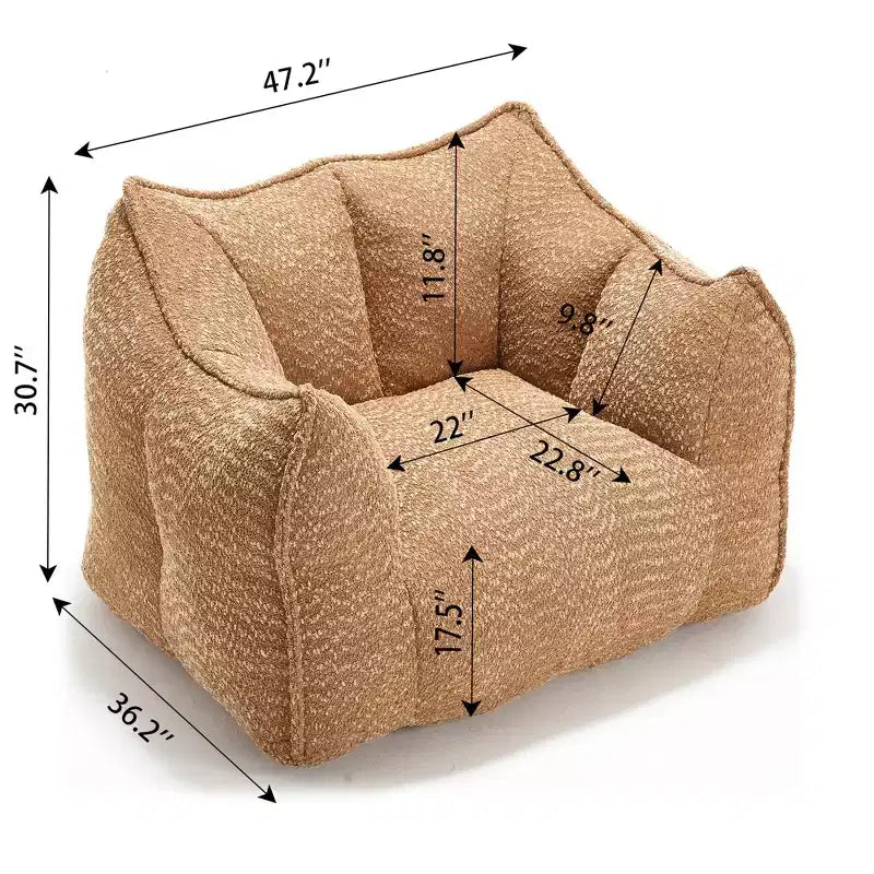 Bean Bag Chair, Lazy Floor Sofa Couch for Adults, Fireside Chair with Ergonomic Design, Memory Foam Lounge Chair for Living Room Bedroom