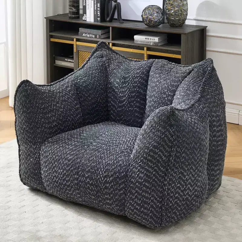 Bean Bag Chair, Lazy Floor Sofa Couch for Adults, Fireside Chair with Ergonomic Design, Memory Foam Lounge Chair for Living Room Bedroom