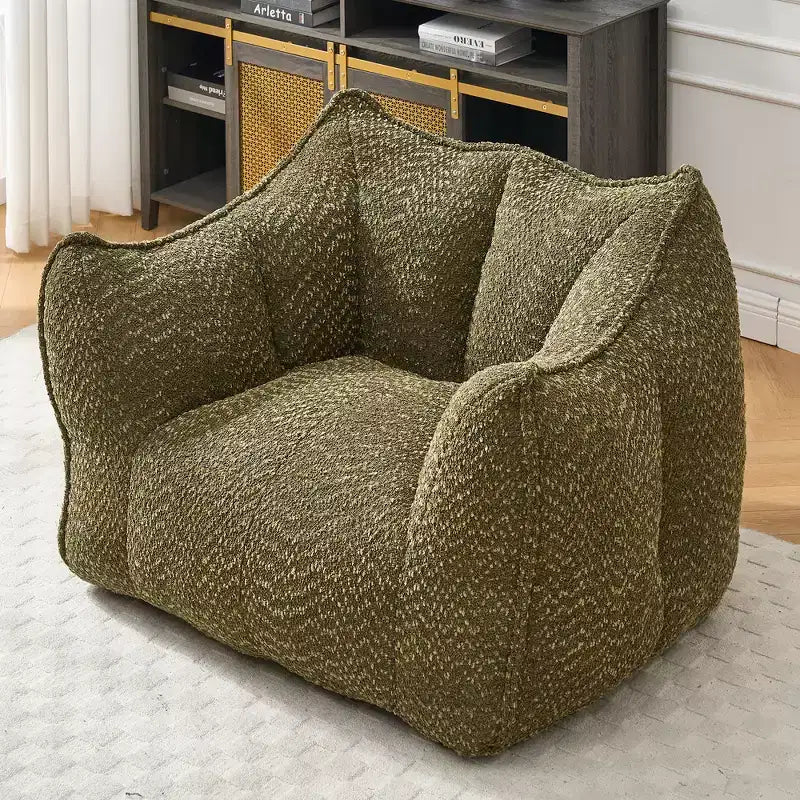 Bean Bag Chair, Lazy Floor Sofa Couch for Adults, Fireside Chair with Ergonomic Design, Memory Foam Lounge Chair for Living Room Bedroom