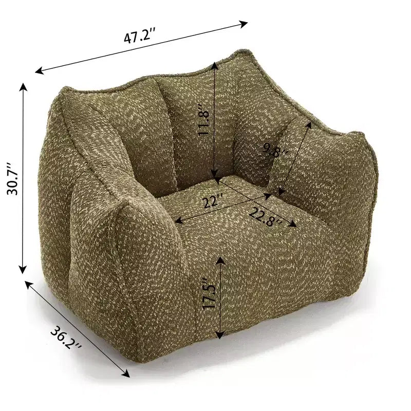 Bean Bag Chair, Lazy Floor Sofa Couch for Adults, Fireside Chair with Ergonomic Design, Memory Foam Lounge Chair for Living Room Bedroom