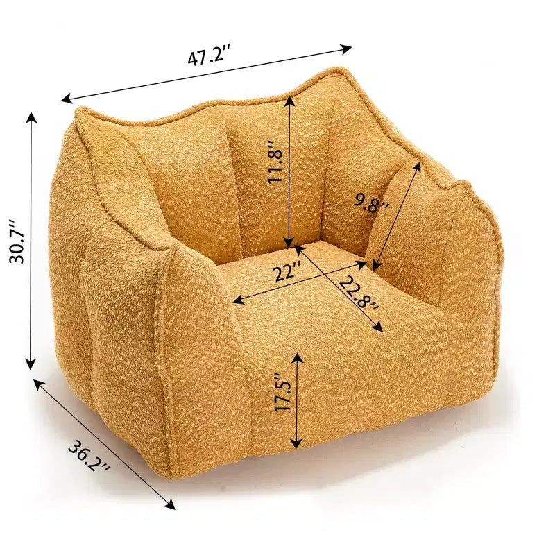 Bean Bag Chair, Lazy Floor Sofa Couch for Adults, Fireside Chair with Ergonomic Design, Memory Foam Lounge Chair for Living Room Bedroom