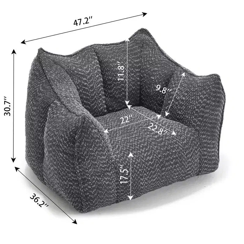 Bean Bag Chair, Lazy Floor Sofa Couch for Adults, Fireside Chair with Ergonomic Design, Memory Foam Lounge Chair for Living Room Bedroom
