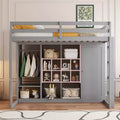 GDFStudio Donahue Wood Loft Bed with Wardrobe, shelves and Cabinet