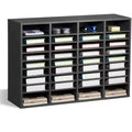 36-Compartment Literature Organizer with Adjustable Shelves Wood Mail Sorter