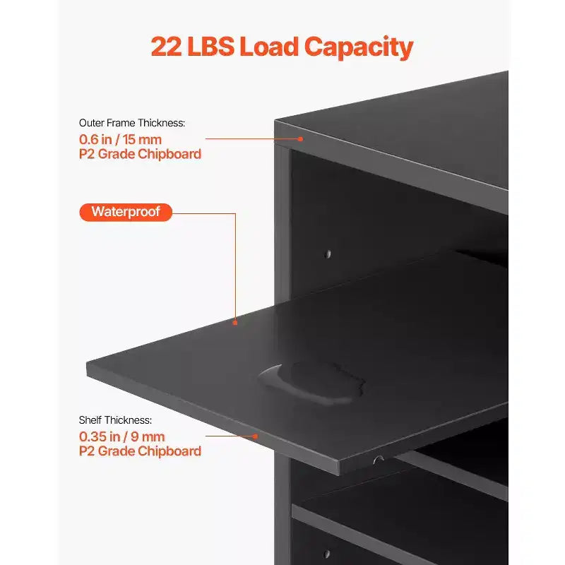 24-Compartment Literature Organizer with Adjustable Shelves Wood Mail Sorter