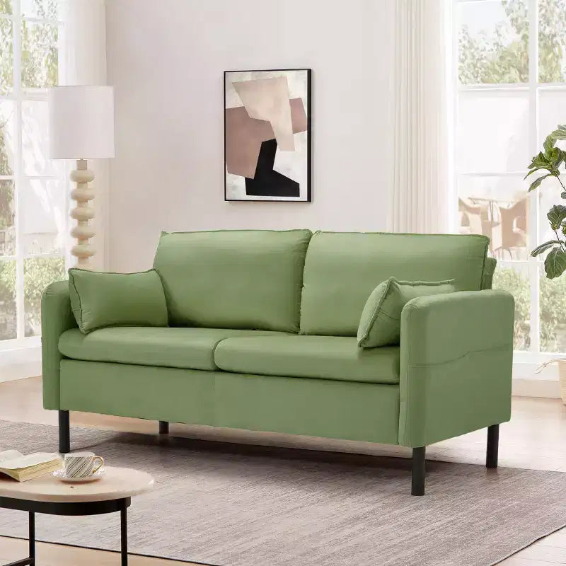 EROMMY 57.9 Velvet Loveseat Sofa,Upholstered Loveseat Couch With 2 Extra Soft Cushions & Convenient Side Storage,Comfortable And Stylish Two-Seater