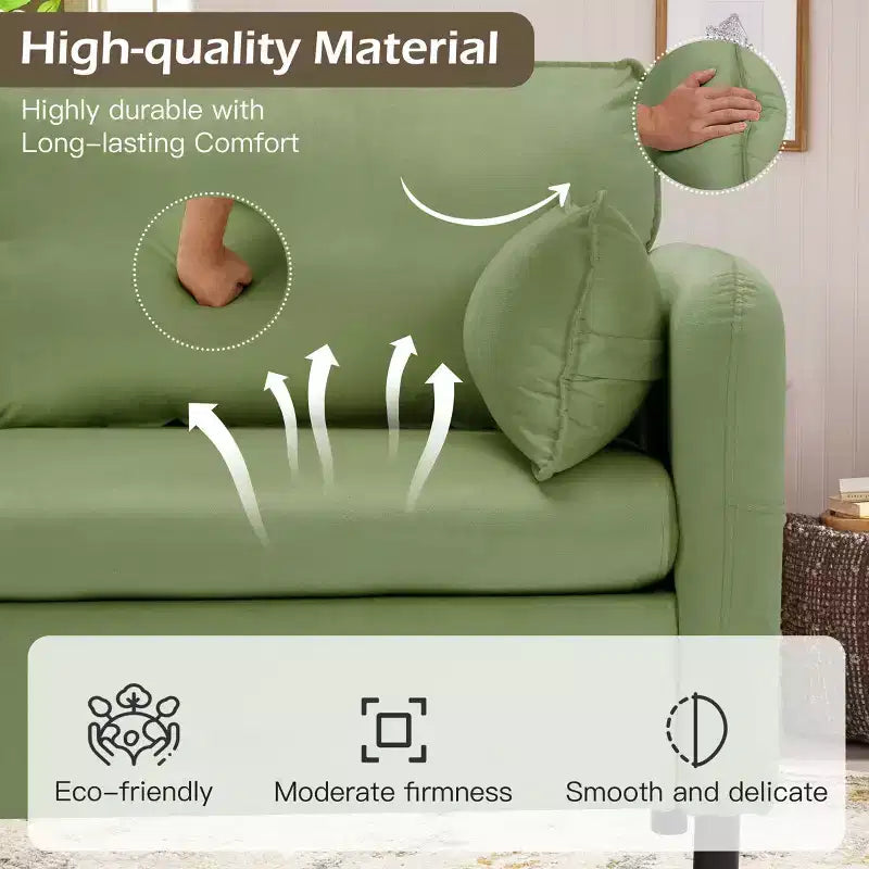 EROMMY 57.9 Velvet Loveseat Sofa,Upholstered Loveseat Couch With 2 Extra Soft Cushions & Convenient Side Storage,Comfortable And Stylish Two-Seater