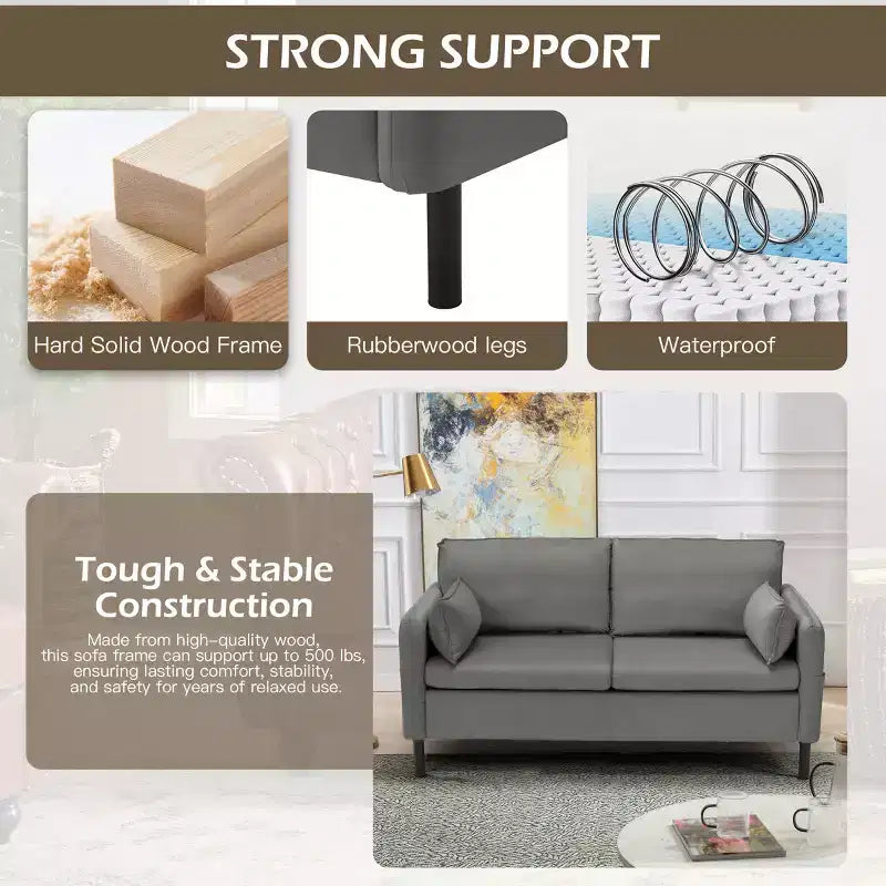 EROMMY 57.9 Velvet Loveseat Sofa,Upholstered Loveseat Couch With 2 Extra Soft Cushions & Convenient Side Storage,Comfortable And Stylish Two-Seater