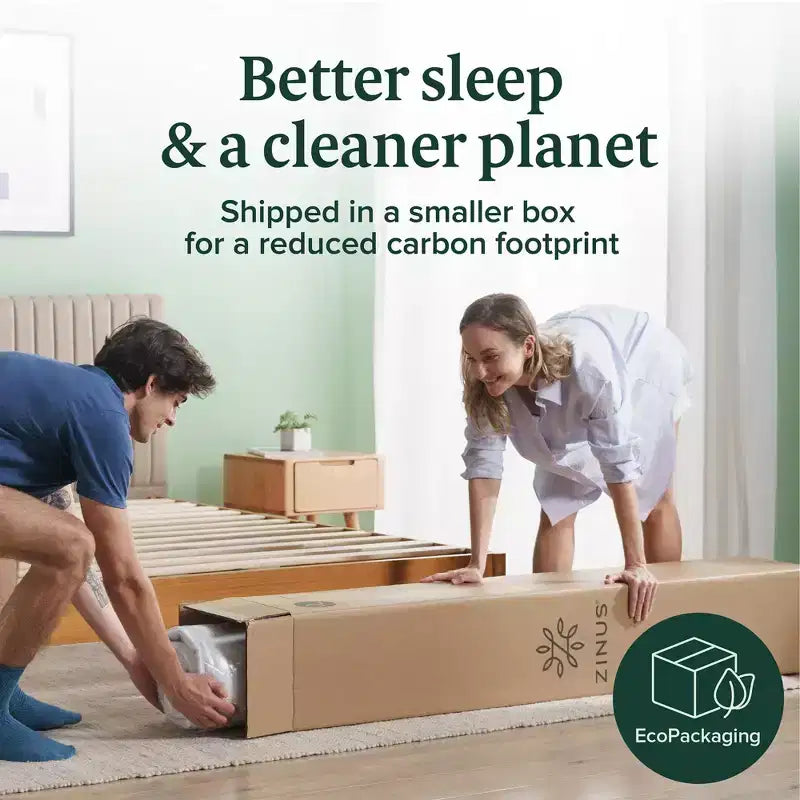 Zinus 12 Inch Queen Green Tea Memory Foam Mattress, Medium Firm Feel, Zoned Pressure Relief, Certified Safe Foams & Fabric, Mattress in A Box