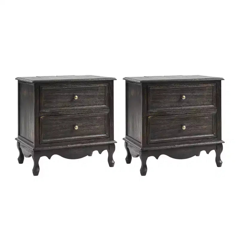 Fallah 24 Tall 2 - Drawer End Table with Two Drawers and Charging Station| KARAT HOME-BLUE