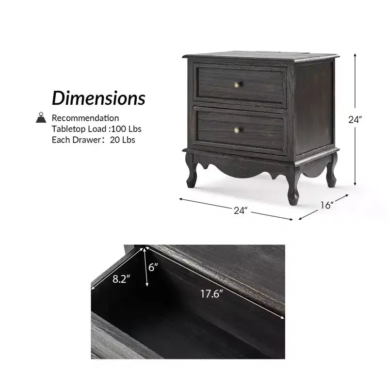 Fallah 24 Tall 2 - Drawer End Table with Two Drawers and Charging Station| KARAT HOME-BLUE