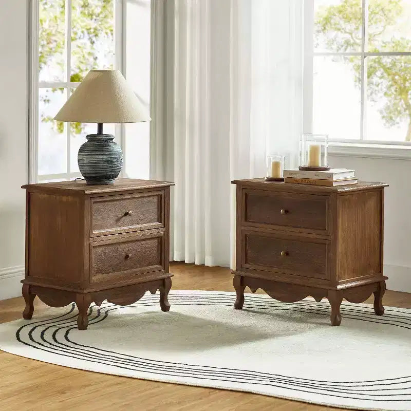 Fallah 24 Tall 2 - Drawer End Table with Two Drawers and Charging Station| KARAT HOME-BLUE