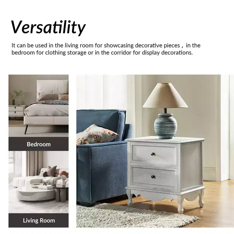 Fallah 24 Tall 2 - Drawer End Table with Two Drawers and Charging Station| KARAT HOME-BLUE