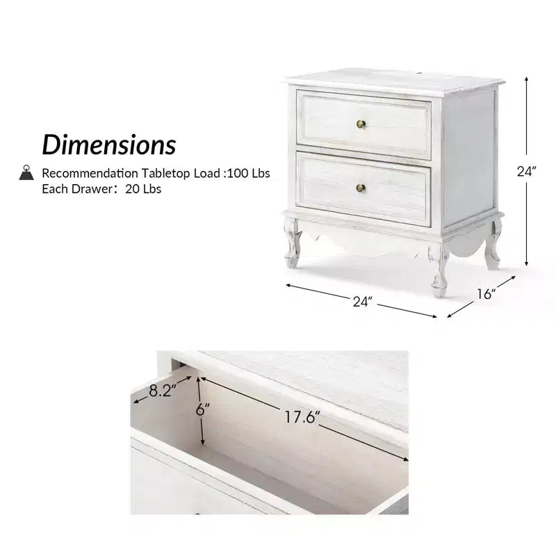 Fallah 24 Tall 2 - Drawer End Table with Two Drawers and Charging Station| KARAT HOME-BLUE