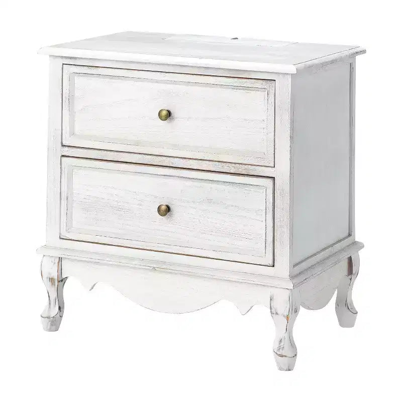 Fallah 24 Tall 2 - Drawer End Table with Two Drawers and Charging Station| KARAT HOME-BLUE