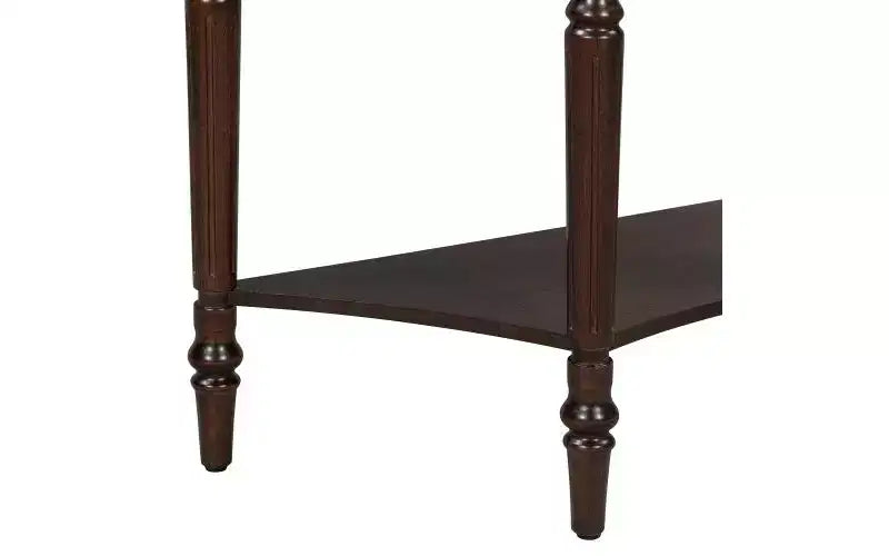JVNOXK Farmhouse Half-Moon Console Table with Drawers and Shelves Rustic Side Table, Sofa Table for Living Room Rich Coffee Brown