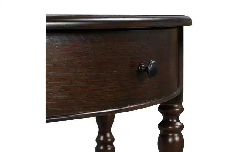 JVNOXK Farmhouse Half-Moon Console Table with Drawers and Shelves Rustic Side Table, Sofa Table for Living Room Rich Coffee Brown