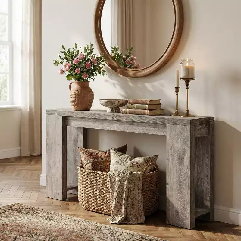 MAYEERTY 70.9-Inch Wood Console Table, Farmhouse Entryway Sofa Table
