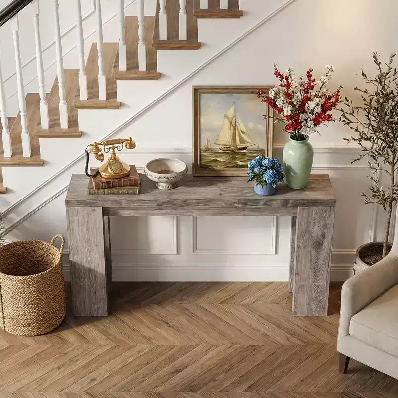 MAYEERTY 70.9-Inch Wood Console Table, Farmhouse Entryway Sofa Table
