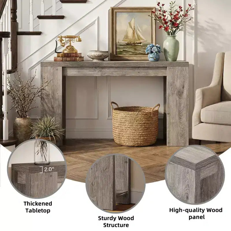 MAYEERTY 70.9-Inch Wood Console Table, Farmhouse Entryway Sofa Table