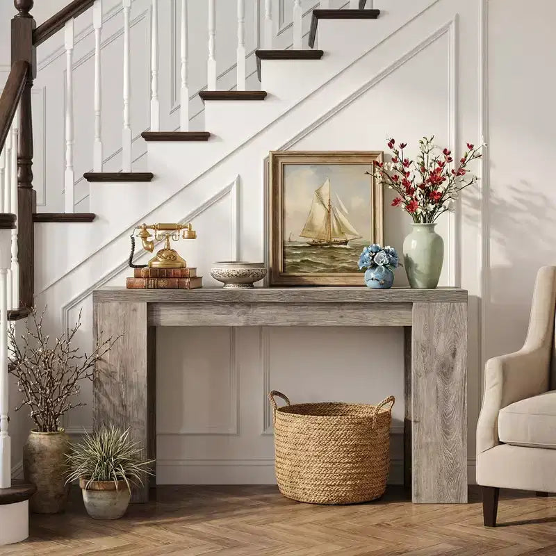 MAYEERTY 70.9-Inch Wood Console Table, Farmhouse Entryway Sofa Table