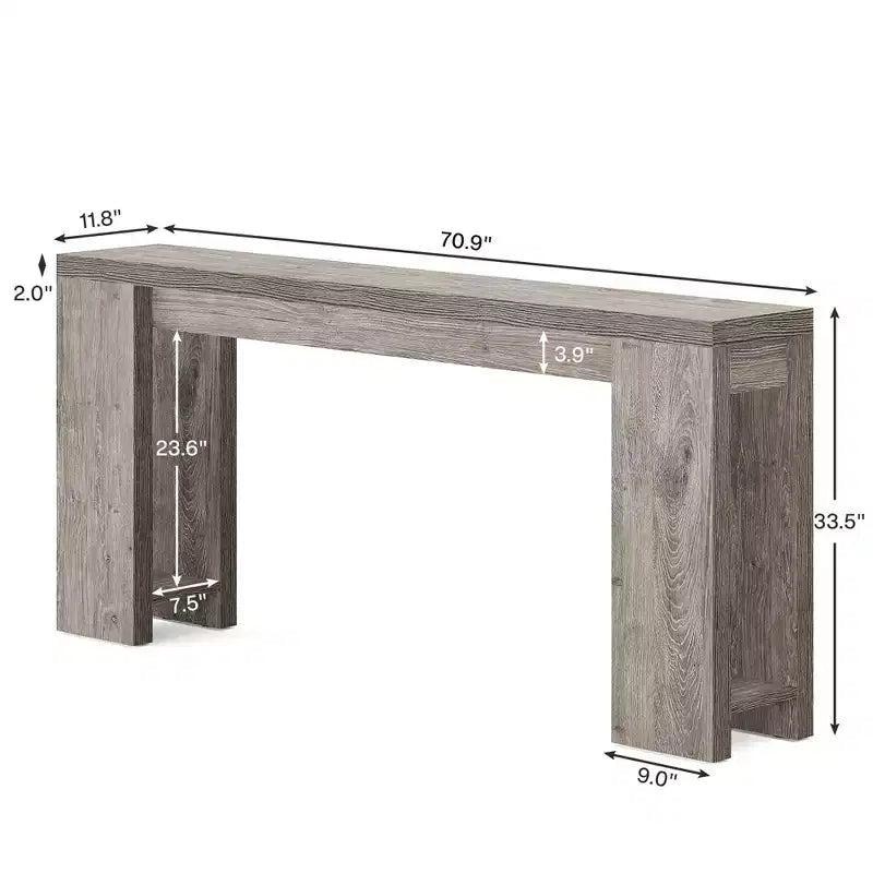 MAYEERTY 70.9-Inch Wood Console Table, Farmhouse Entryway Sofa Table