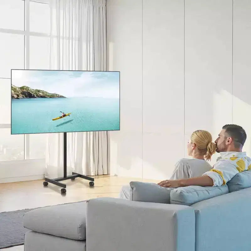 Rolling TV Stand for 1755 Inch TVs, Mobile TV Cart with Wheels, Portrait & Landscape Rotation, Holds up to 44 lbs, VESA 200x200