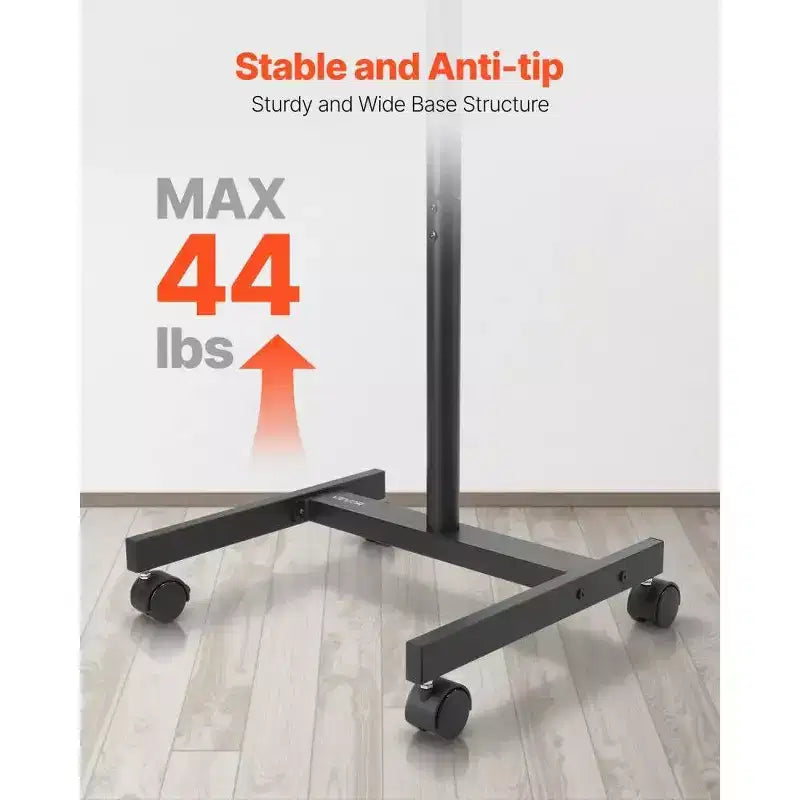 Rolling TV Stand for 1755 Inch TVs, Mobile TV Cart with Wheels, Portrait & Landscape Rotation, Holds up to 44 lbs, VESA 200x200