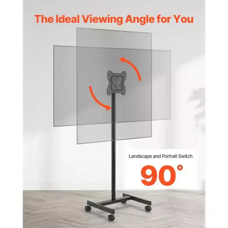 Rolling TV Stand for 1755 Inch TVs, Mobile TV Cart with Wheels, Portrait & Landscape Rotation, Holds up to 44 lbs, VESA 200x200