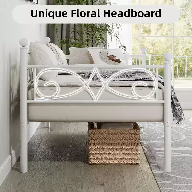 Daybed Frame, Metal Sofa Bed Frame, Heavy Duty Metal Slats, Day Bed for Living Room, Bedroom, Guest Room, Space Saving