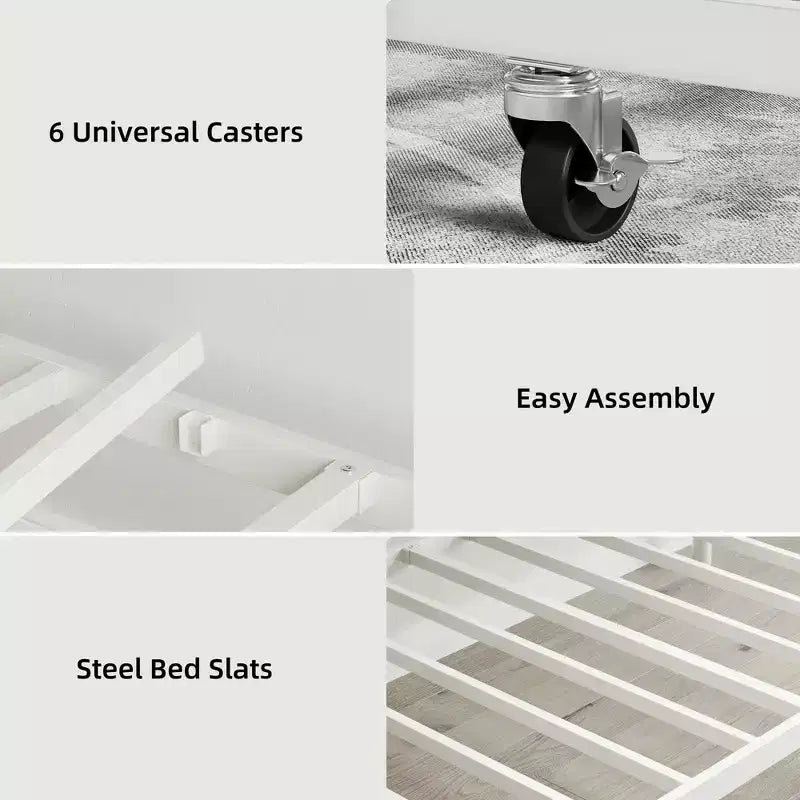 Daybed Frame, Metal Sofa Bed Frame, Heavy Duty Metal Slats, Day Bed for Living Room, Bedroom, Guest Room, Space Saving