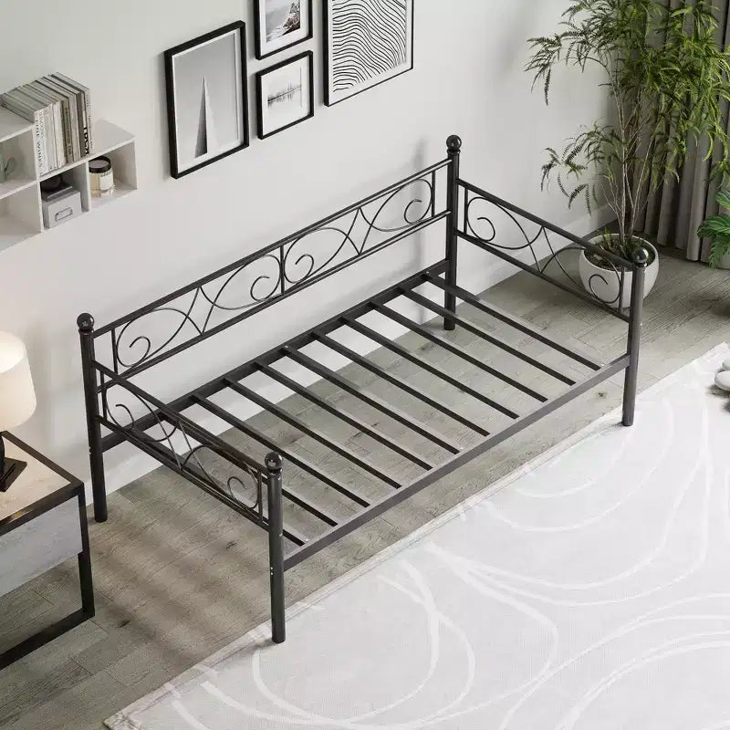 Daybed Frame, Metal Sofa Bed Frame, Heavy Duty Metal Slats, Day Bed for Living Room, Bedroom, Guest Room, Space Saving