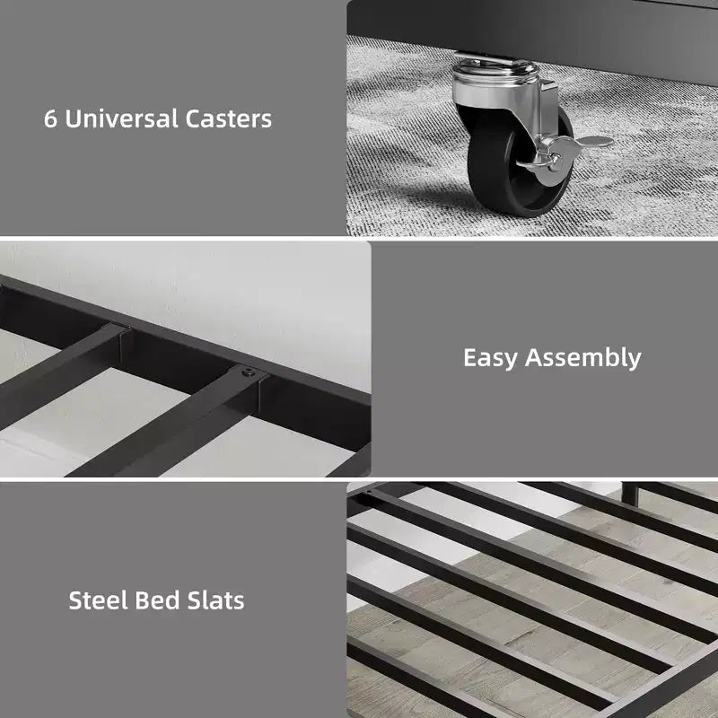 Daybed Frame, Metal Sofa Bed Frame, Heavy Duty Metal Slats, Day Bed for Living Room, Bedroom, Guest Room, Space Saving