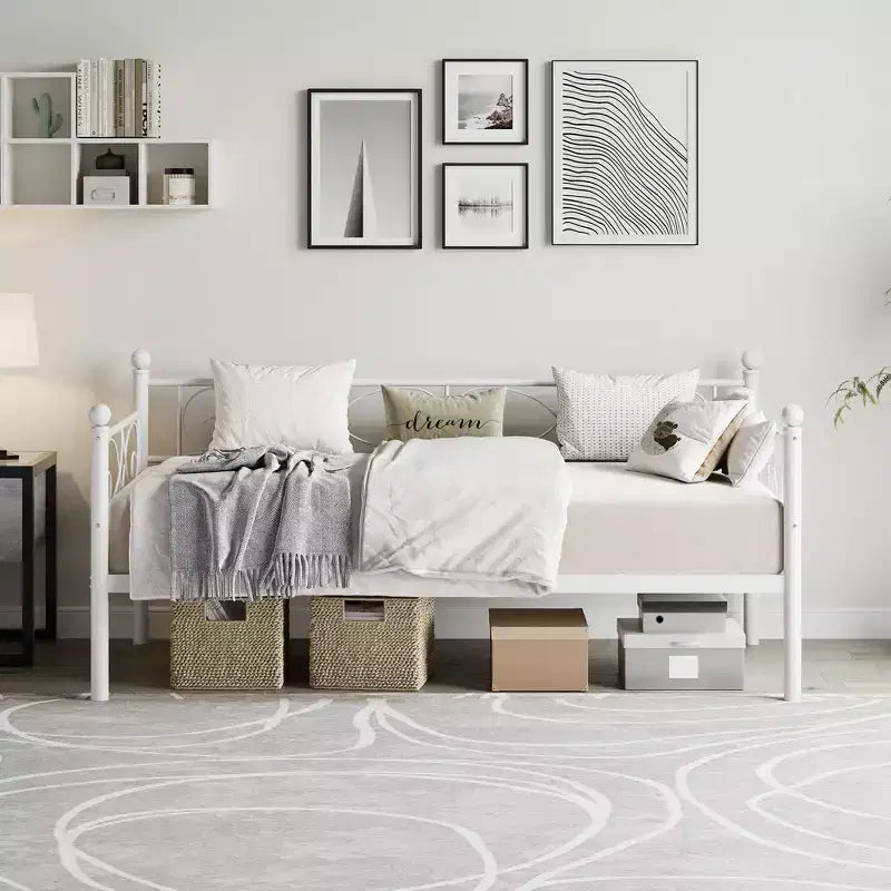 Daybed Frame, Metal Sofa Bed Frame, Heavy Duty Metal Slats, Day Bed for Living Room, Bedroom, Guest Room, Space Saving