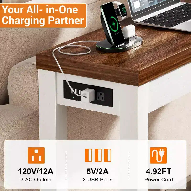 Besiost 63-In Console Tables with Charging Station, Entryway Table