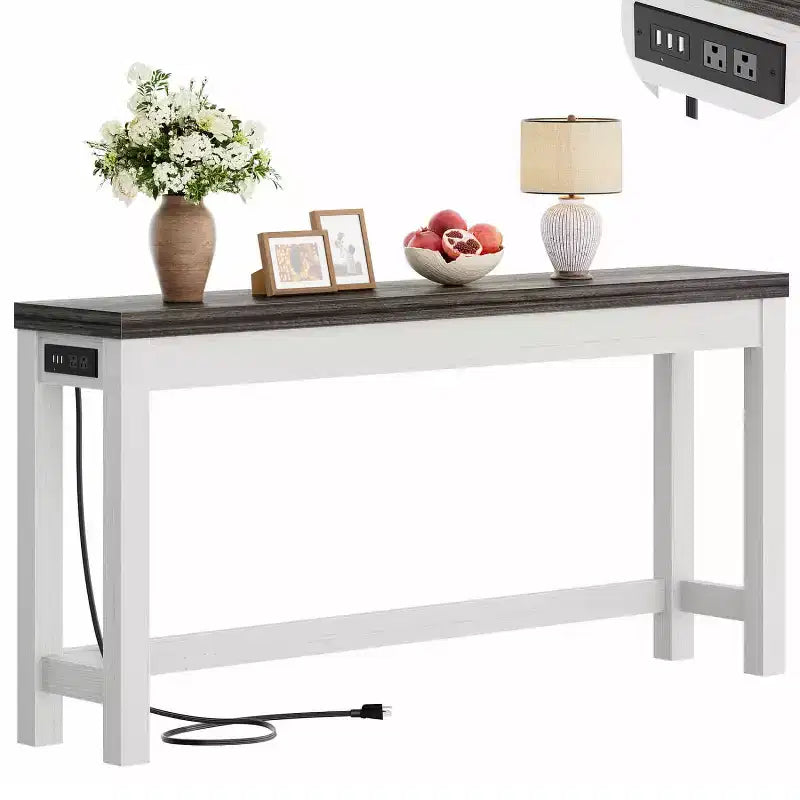 Besiost 63-In Console Tables with Charging Station, Entryway Table
