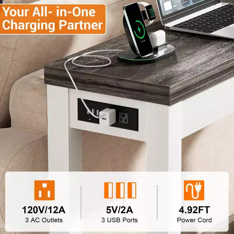 Besiost 63-In Console Tables with Charging Station, Entryway Table