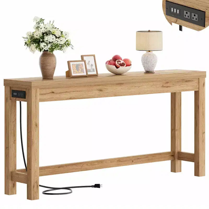 Besiost 63-In Console Tables with Charging Station, Entryway Table