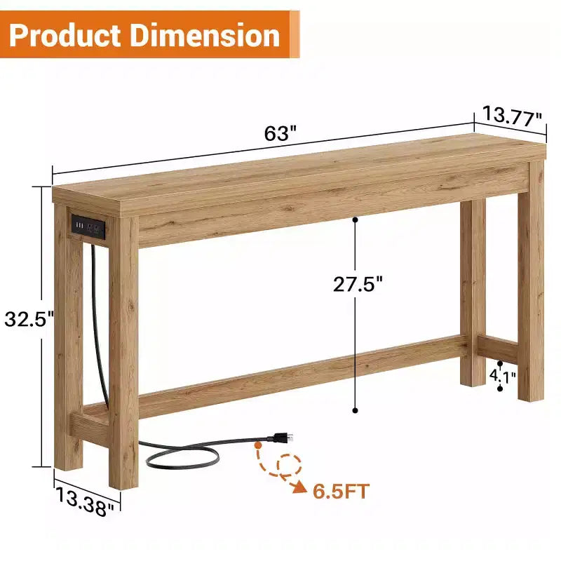 Besiost 63-In Console Tables with Charging Station, Entryway Table